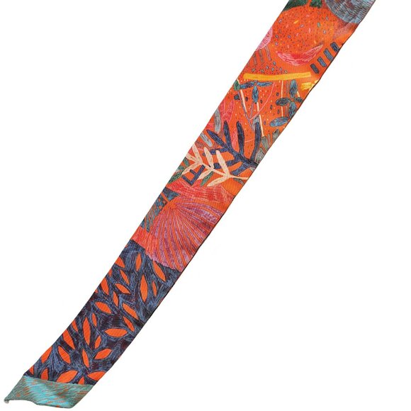 HERMES ORANGE CHACUN FAIT SON NID SILK TWILLY SCARF - Picture 3 of 12